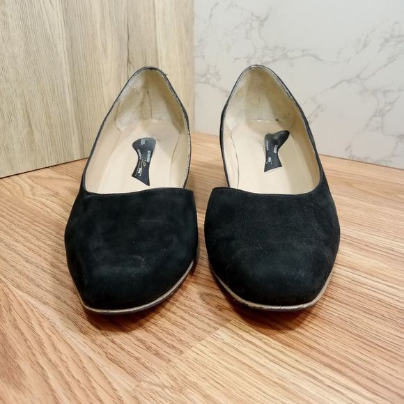 Womens Wedge Pumps EU Sz 40.5 Black Suede 2" Heel Shoes - Picture 12 of 16